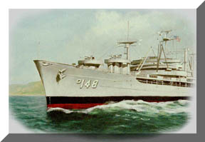 Painting by Huntzinger, 2003, copyrighted.



Commissioned by the USS Ponchatoula Shipmates Association and presented to the City of Ponchatoula, LA.